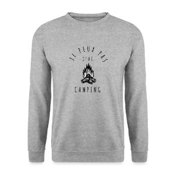 CAMPING - Je peux pas, j'ai camping - Sweat-shirt Unisexe - gris chiné - Devant - Alina (178cm) & Michal (187cm)