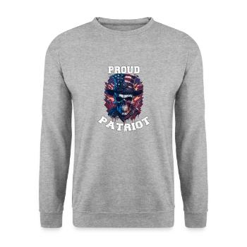 Proud Patriot american skull with guns, 4th july - Unisex Sweatshirt - salt & pepper - Front - Alina (178cm) & Michal (187cm)