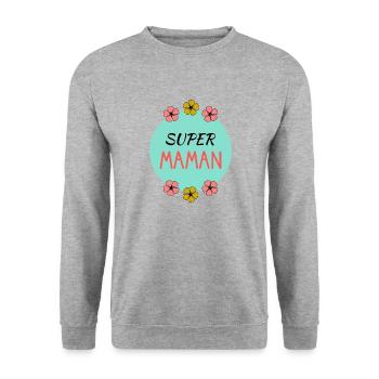 MAMAN. FÊTE DES MÈRES. BONNE FÊTE MAMAN. FÊTE - Sweat-shirt Unisexe - gris chiné - Devant - Alina (178cm) & Michal (187cm)