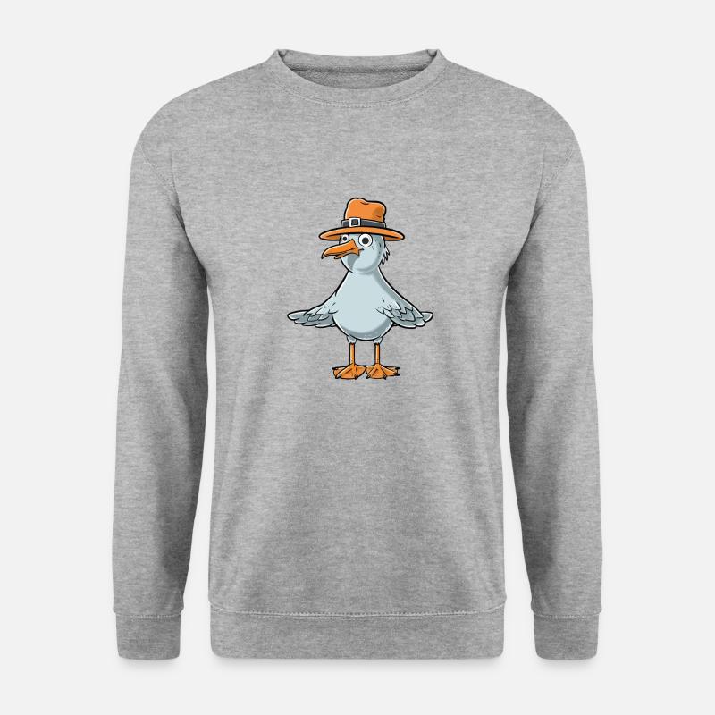 Lustige Möwe - Unisex Pullover - Weißgrau meliert