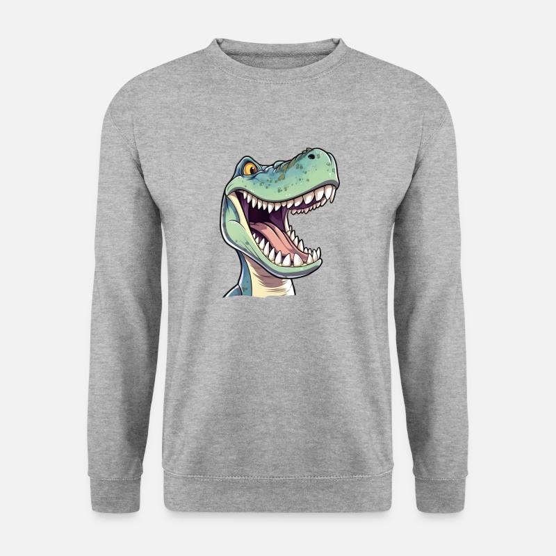 Dinosaurier-Illustration - Unisex Pullover - Weißgrau meliert