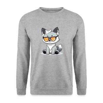 Hop le chat - Sweat-shirt Unisexe - gris chiné - Devant - Alina (178cm) & Michal (187cm)