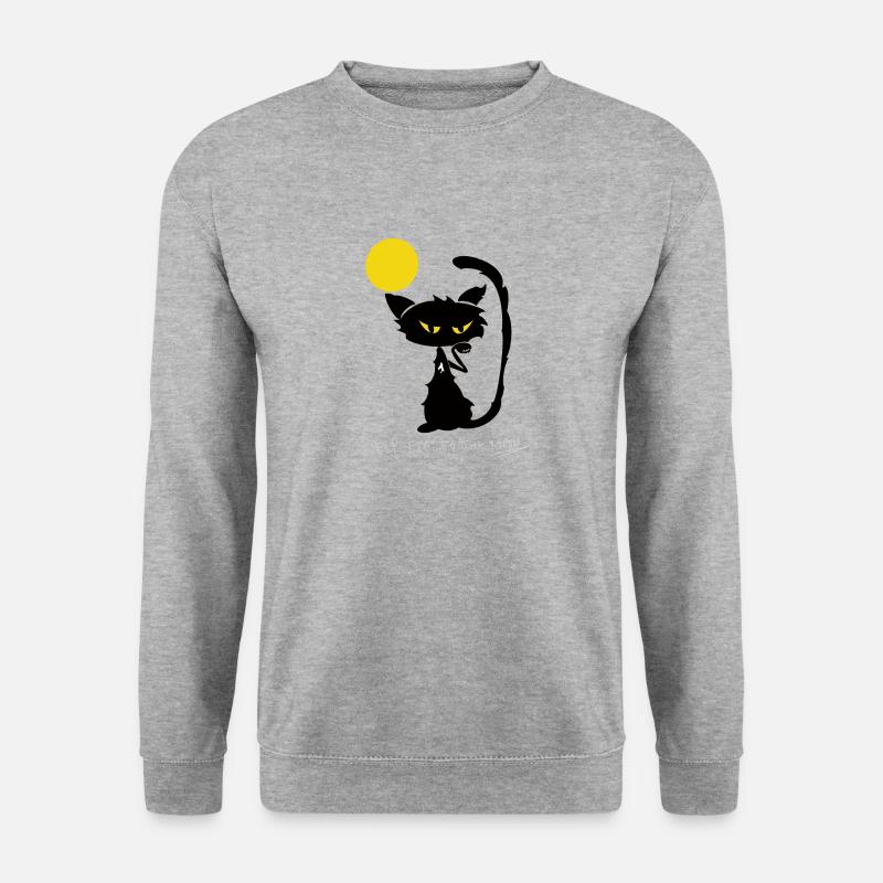 Die Katze fliegt zum Mond - Unisex Pullover - Weißgrau meliert