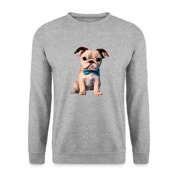 Hunde Bulldogge Hundehalter Hund Hundebesitzer - Unisex Pullover - Weißgrau meliert - Vorne - Alina (178cm) & Michal (187cm)