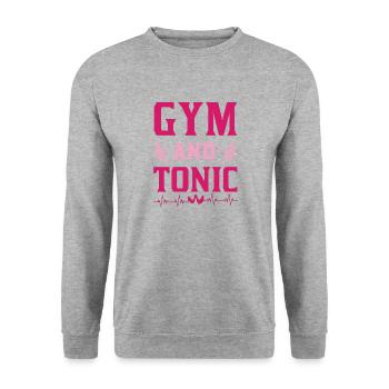 GYM ET TONIC PINK WORKOUT Bodybouilding Cadeau - Sweat-shirt Unisexe - gris chiné - Devant - Alina (178cm) & Michal (187cm)