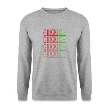 Glücklich - Ich / Glück + Ich = GlücklIch - Unisex Pullover - Weißgrau meliert - Vorne - Alina (178cm) & Michal (187cm)