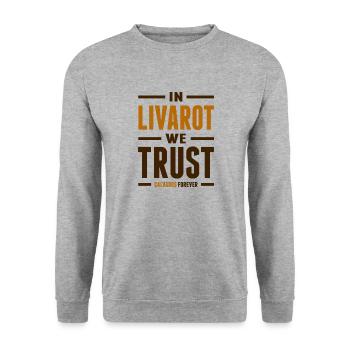 In Livarot we trust - Sweat-shirt Unisexe - gris chiné - Devant - Alina (178cm) & Michal (187cm)