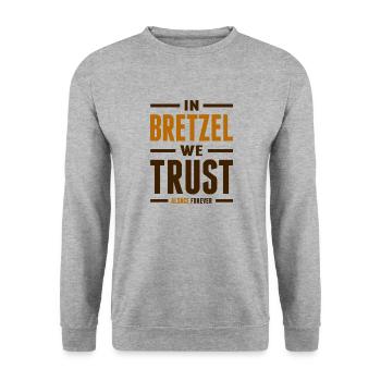 In bretzel we trust - Sweat-shirt Unisexe - gris chiné - Devant - Alina (178cm) & Michal (187cm)