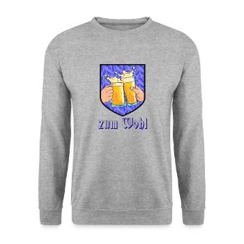 Oktober Bierfest zum Wohl - Unisex Pullover - Weißgrau meliert - Vorne - Alina (178cm) & Michal (187cm)