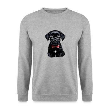 Hund - Unisex Pullover - Weißgrau meliert - Vorne - Alina (178cm) & Michal (187cm)