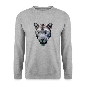 versprechen - Unisex Pullover - Weißgrau meliert - Vorne - Alina (178cm) & Michal (187cm)