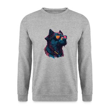 Colorful dog with sunglasses - Unisex Sweatshirt - salt & pepper - Front - Alina (178cm) & Michal (187cm)