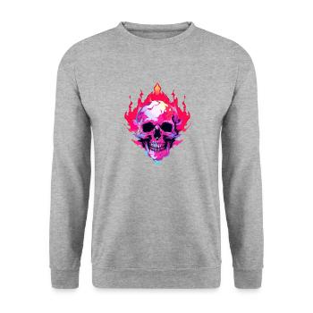 Crâne néon - Sweat-shirt Unisexe - gris chiné - Devant - Alina (178cm) & Michal (187cm)