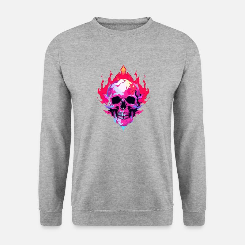 Totenkopf neon - Unisex Pullover - Weißgrau meliert