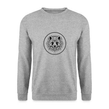 PrintZ Mandala Dachs Fineline Art - Unisex Pullover - Weißgrau meliert - Vorne - Alina (178cm) & Michal (187cm)