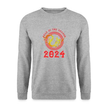 Chinesisches Neujahr Drache China Asian I Geschenk - Unisex Pullover - Weißgrau meliert - Vorne - Alina (178cm) & Michal (187cm)