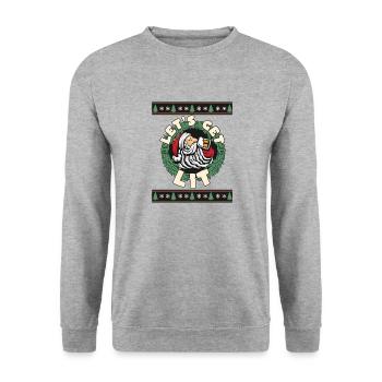 Lass uns anzünden - Unisex Pullover - Weißgrau meliert - Vorne - Alina (178cm) & Michal (187cm)