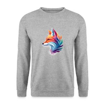 Bunter Fuchs - Unisex Pullover - Weißgrau meliert - Vorne - Alina (178cm) & Michal (187cm)
