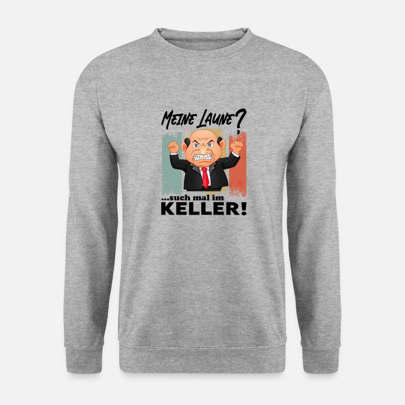 Meine Laune ist im Keller - Unisex Pullover - Weißgrau meliert