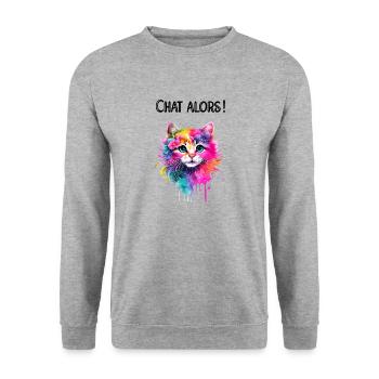 Chat alors - Sweat-shirt Unisexe - gris chiné - Devant - Alina (178cm) & Michal (187cm)