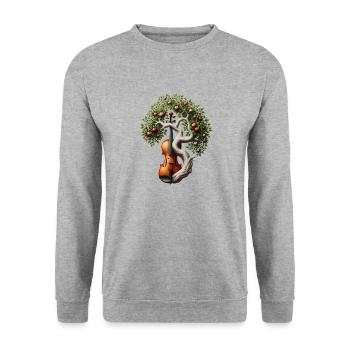 Musik Baum Violine Geige Orchester Big Band - Unisex Pullover - Weißgrau meliert - Vorne - Alina (178cm) & Michal (187cm)