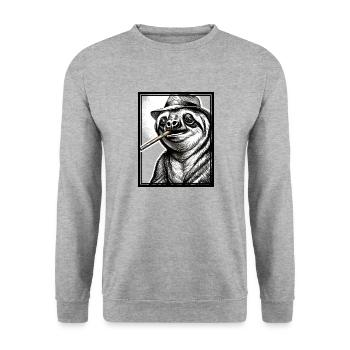 Sloth Noir - Unisex Pullover - Weißgrau meliert - Vorne - Alina (178cm) & Michal (187cm)