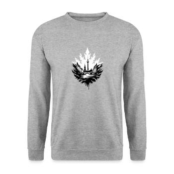 Deine Stadt Berlin - Unisex Pullover - Weißgrau meliert - Vorne - Alina (178cm) & Michal (187cm)