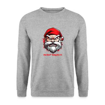 Père Noël en colère - Ho Ho F**king Ho !! - Sweat-shirt Unisexe - gris chiné - Devant - Alina (178cm) & Michal (187cm)