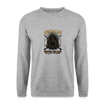 Native American - Sweat-shirt Unisexe - gris chiné - Devant - Alina (178cm) & Michal (187cm)