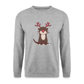 Noël de loutre - Sweat-shirt Unisexe - gris chiné - Devant - Alina (178cm) & Michal (187cm)