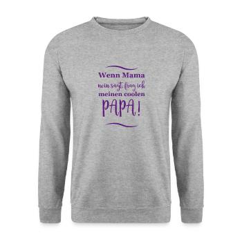 lustige sprüche cooler papa - Unisex Pullover - Weißgrau meliert - Vorne - Alina (178cm) & Michal (187cm)