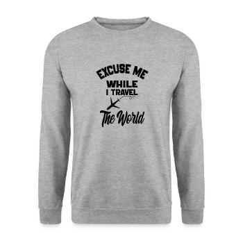 Excuse Me While I Travel The World-World map 2024 - Unisex Sweatshirt - salt & pepper - Front - Alina (178cm) & Michal (187cm)