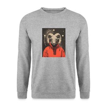 Aries Ram Surrealistic Collage - Unisex Sweatshirt - salt & pepper - Front - Alina (178cm) & Michal (187cm)
