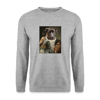 Adeliger Hund - Unisex Pullover - Weißgrau meliert - Vorne - Alina (178cm) & Michal (187cm)