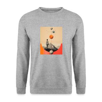 Klettern und sich etwas wünschen - Unisex Pullover - Weißgrau meliert - Vorne - Alina (178cm) & Michal (187cm)