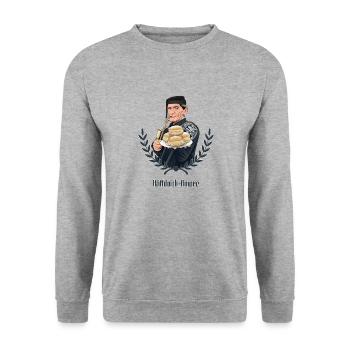 Rieser Grantler // Illustration - Unisex Pullover - Weißgrau meliert - Vorne - Alina (178cm) & Michal (187cm)