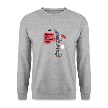 Blowin Low Groovin High - Unisex Pullover - Weißgrau meliert - Vorne - Alina (178cm) & Michal (187cm)