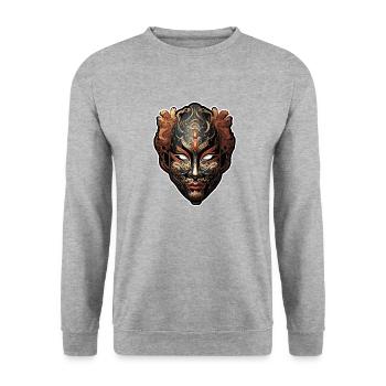 Kabuki Maske / Japanische Kunst / Theater / Antik - Unisex Pullover - Weißgrau meliert - Vorne - Alina (178cm) & Michal (187cm)