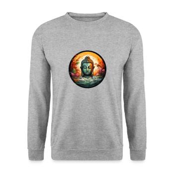 T-shirt Sérénité Bouddha Marque Vibration Positive - Sweat-shirt Unisexe - gris chiné - Devant - Alina (178cm) & Michal (187cm)