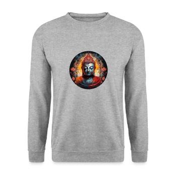 T-shirt Sérénité Bouddha Marque Vibration Positive - Sweat-shirt Unisexe - gris chiné - Devant - Alina (178cm) & Michal (187cm)