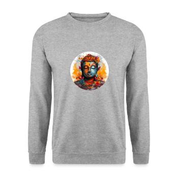 T-shirt Sérénité Bouddha Marque Vibration Positive - Sweat-shirt Unisexe - gris chiné - Devant - Alina (178cm) & Michal (187cm)