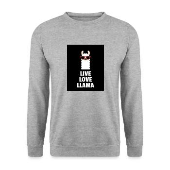 Lebe Liebe Lama - Unisex Pullover - Weißgrau meliert - Vorne - Alina (178cm) & Michal (187cm)