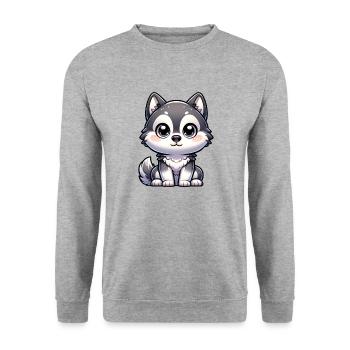 Digital illustration of cute Husky - Unisex Sweatshirt - salt & pepper - Front - Alina (178cm) & Michal (187cm)