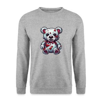 Ours en peluche / Peluche / Animal en peluche / Idée cadeau - Sweat-shirt Unisexe - gris chiné - Devant - Alina (178cm) & Michal (187cm)