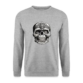 Mayan / Hochkultur / Peru / Maya Kalender / Motiv - Unisex Pullover - Weißgrau meliert - Vorne - Alina (178cm) & Michal (187cm)