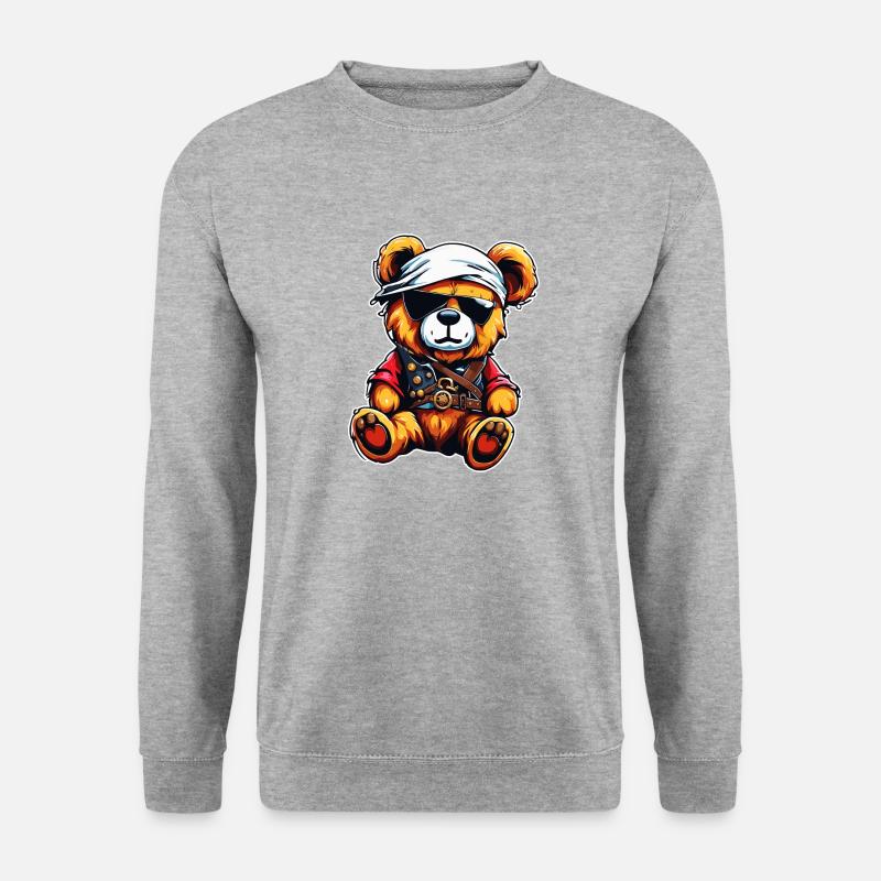 Teddybär / Kuscheltier / Stofftier / Geschenkidee - Unisex Pullover - Weißgrau meliert