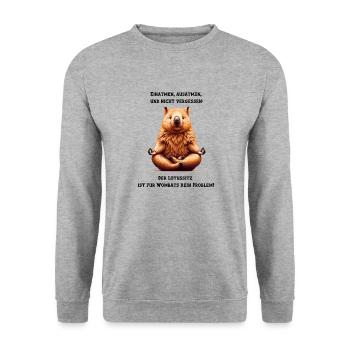 FlexiWombat: Discover your inner peace - Unisex Sweatshirt - salt & pepper - Front - Alina (178cm) & Michal (187cm)