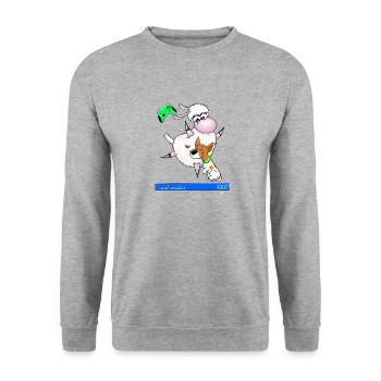 Gaming " Level complete " Wolly Sheepling - Unisex Sweatshirt - salt & pepper - Front - Alina (178cm) & Michal (187cm)