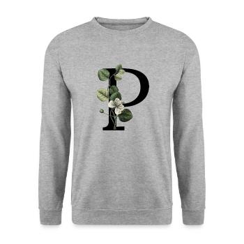Letter P Green Botany - Unisex Sweatshirt - salt & pepper - Front - Alina (178cm) & Michal (187cm)