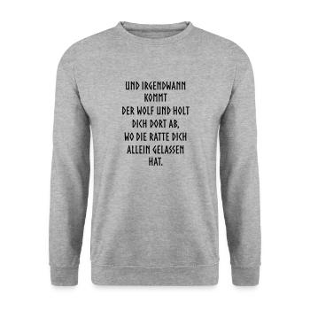 Und irgendwann kommt der Wolf - Unisex Pullover - Weißgrau meliert - Vorne - Alina (178cm) & Michal (187cm)